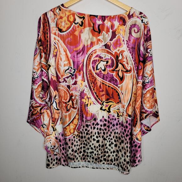 Chicos Womens Batwing Loose Boho Top Size Large XL Colorful Flowy Animal Print - Picture 5 of 9